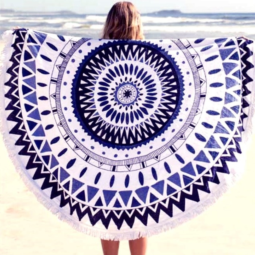 Round Beach Towel (blue) Sarong